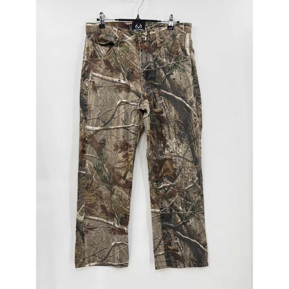 Realtree 32x30 Camo Pants Mens Brown AP All Purpose Straight Leg Cotton S5761-C3